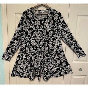 Simply Be Black and White Print Swing Style Mini Dress Tunic, Size 18